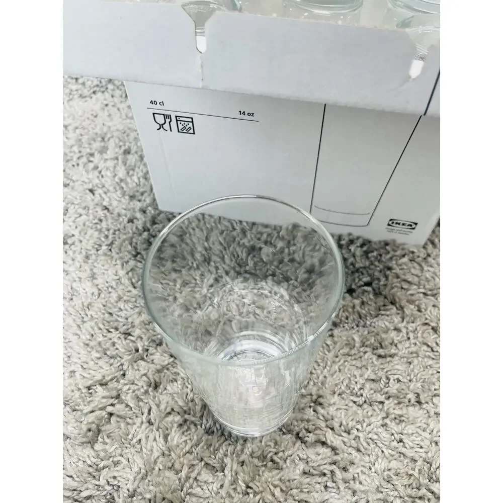 IKEA Godis Set of 6 Clear Drinking Glasses 14oz Tumblers Hiball 6inch #22648 New